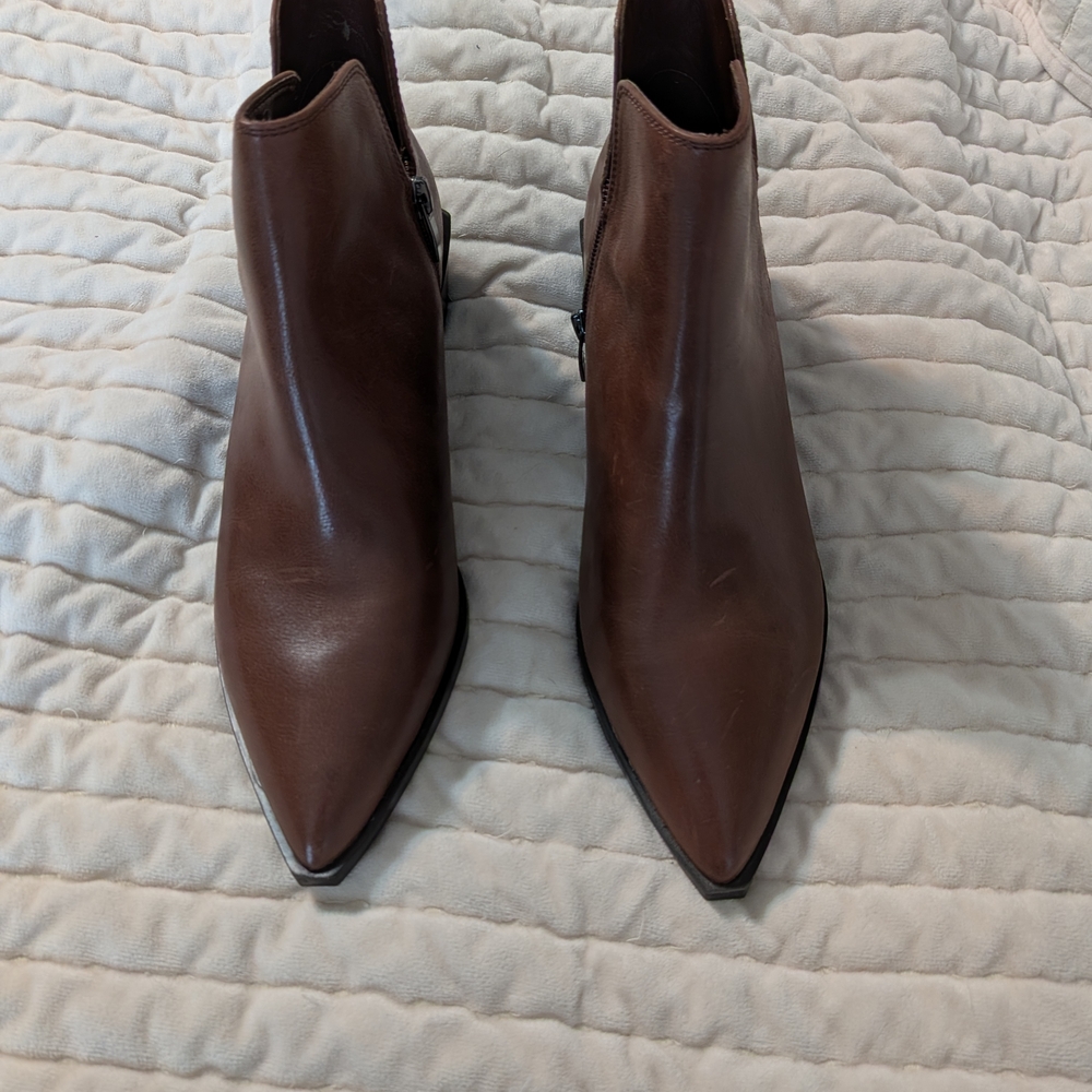 Nine West Brown Pointed Toe Ankle Booties